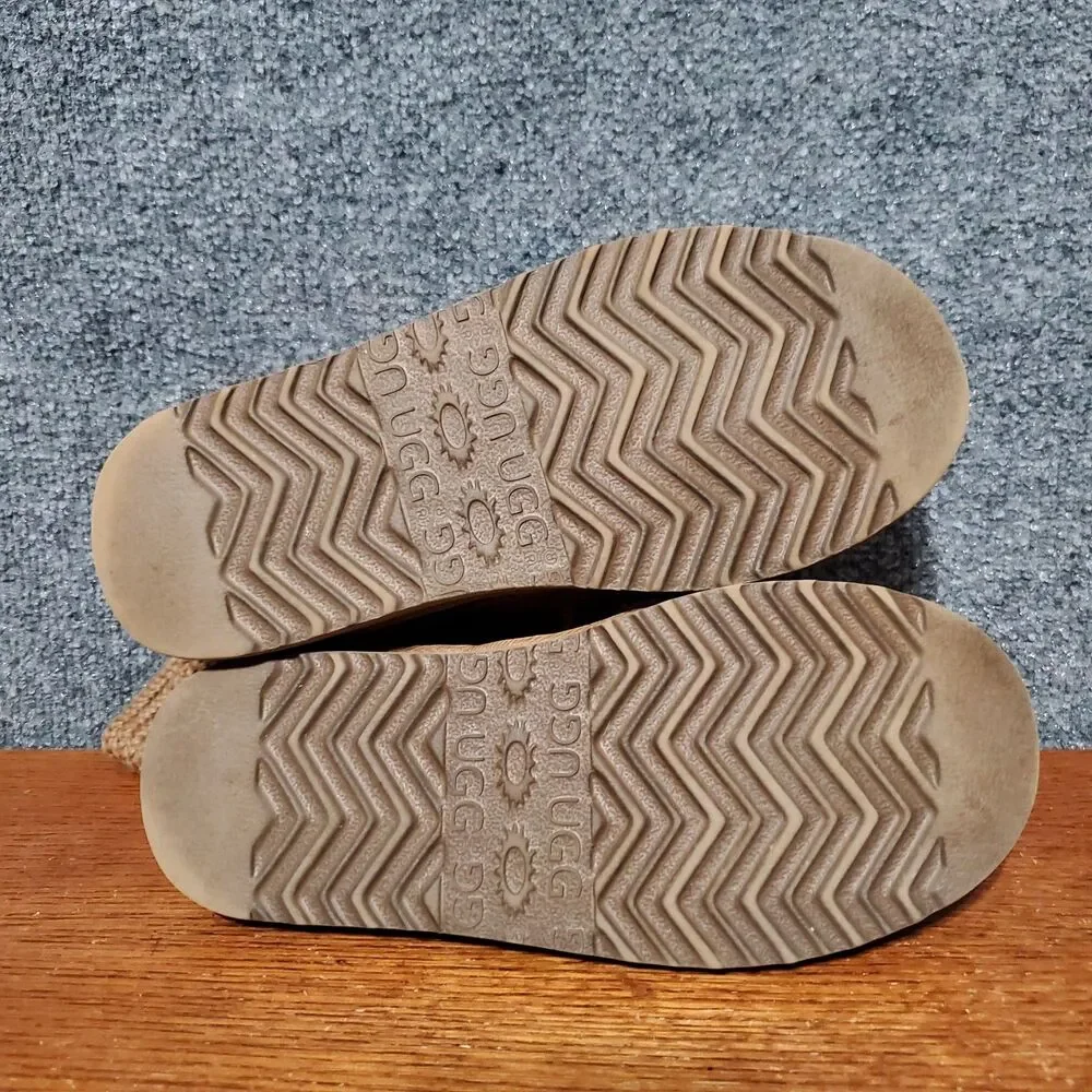 UGG Classic Crochet Boots Womens Size 7 Tan Brown Sheep Skin Knitted Casual Rare